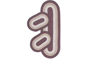Better Trends Country Braid Collection 3 Piece Set Durable & Stain Resistant Reversible Indoor Oval Area Rug 100% Polypropylene in Vibrant Colors, 20"x30"/20"x30"/24"x72", Burgundy Stripe