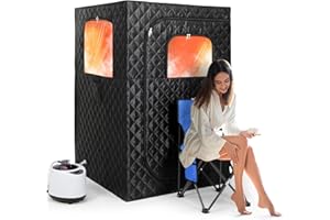 STEUPOEK Upgraded Version Portable Sauna for Home Full Body Personal Sauna Steam Sauna Tent at Home Spa with 2.6L 1000W Steam Generator, 90 Minute Timer, Foldable Chair, Remote Control, Sauna Box(Black)