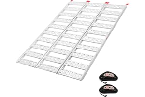 Garvee Aluminum Ramps for Pickup Trucks, 76x50 Inch Tri-Fold Loading Ramps 1500 LBS Capacity, Anti-Slip Heavy-Duty Ramp with 