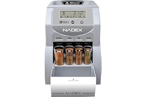 Nadex S180 Digital Coin Counter, Sorter,and Wrapper - Automatically Sorts and Counts Coin Batches, Stops on Full Coin Rolls, Silver