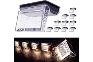 MXwcy Solar Deck Lights Outdoor 10Pack LED Step Fence Patio Wall Lights Garden Pathway Decoration Lighting (Warm White)