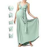 72styles Maternity Dress for Baby Shower, One Size Infinity Bridesmaid Dress, Long Wrap Wedding Guest Maternity Photoshoot Dress Sage