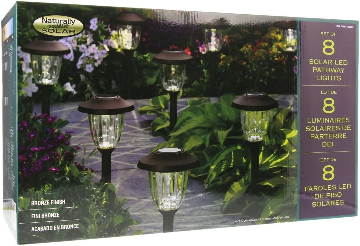 Naturally Solar LED Pathway Lights, Bronze Finish 6 Lumens (Set of 8