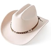 Jastore Kids Western Cowboy Hat for Kids Toddler Girls Boys Felt Fedora Cowgirl Cowboy Hat with Belt Buckle