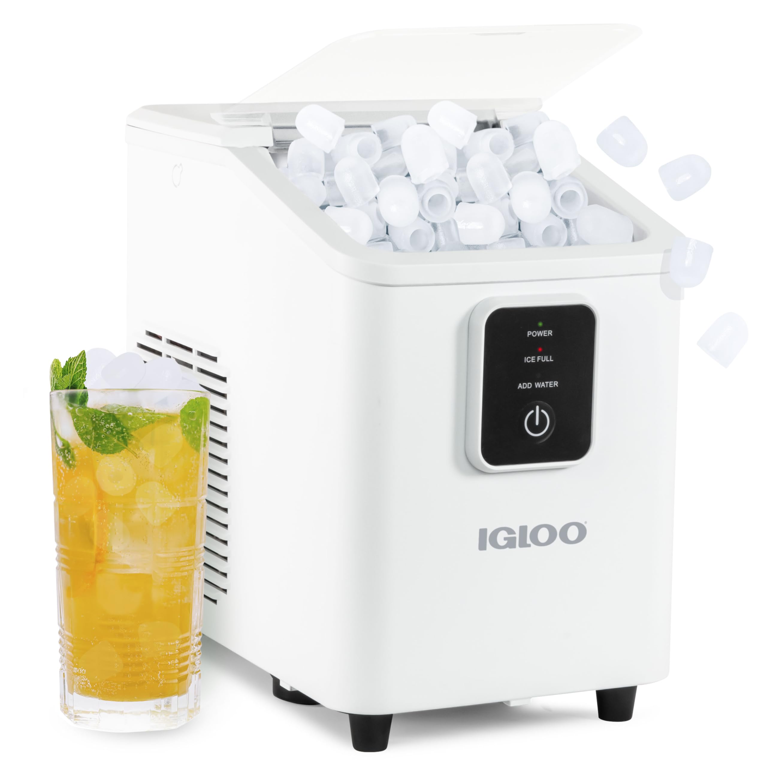 Photo 1 of Igloo Self-Cleaning Countertop Ice Maker - Compact and Portable - Creates 26 lbs. Per Day, 8 Pieces Ready Every 7-8 Minutes - Includes Ice Scoop and Basket - White