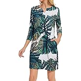 Lightbare Women’s 3/4 Sleeve Dress with Pockets UPF 50+ Casual Sun Dress Breathable Quick Dry for Beach Hiking Outdoors Party