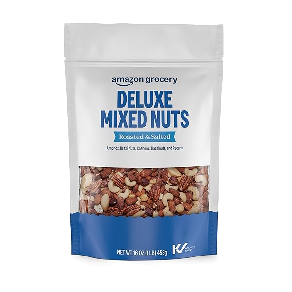 AMAZON GROCERY, DELUXE MIXED NUTS, ROASTED & SALTED,...