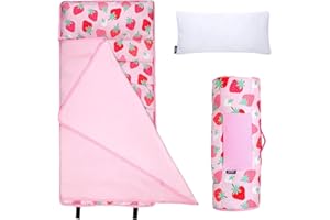 Wildkin 43-inch Kids Nap Mat – Soft Microfiber Toddler Sleeping Mat with Pillow