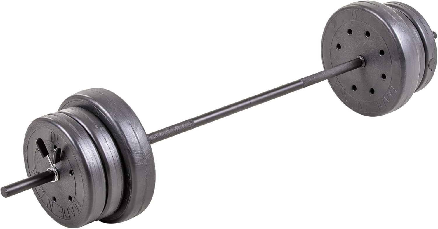 US Weight New 100 lb. Traditional Barbell Weight Set with New Upgraded 12-Gauge Steel Bar and Spring Locking Clips - Includes 20, 10 and 5 lb. Weights : Sports & Outdoors