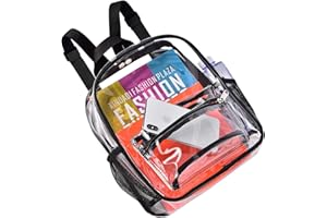 BAGENIUS Clear Backpack Stadium Approved Clear Mini Backpack for Work Concert Security Travel & Sporting
