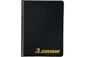 Adams Account Book, 7 x 9.25 Inches, Black, 3-Columns, 80 Pages (ARB8003M)