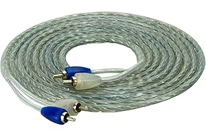 Scosche e2 ERCA12 2-Channel Twisted Pair RCA Interconnect Audio Cables - 2CH OFC Car Stereo Connector Cable - 24 Karat Plated Gold Connectors - 12 Foot Male to Male