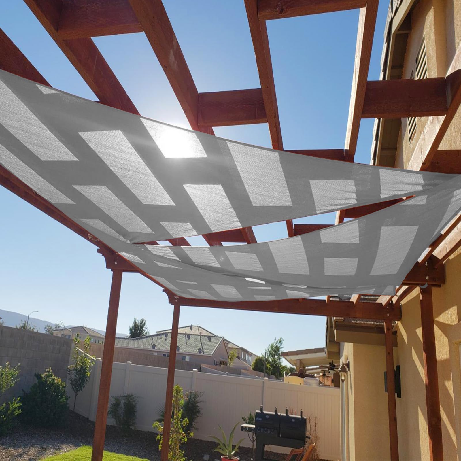 Photo 1 of Cool Area Sun Shade Sail 10x10x14FT Triangle Shade Canopy Outdoor Sunshade for Patio Backyard Garden, Light Grey