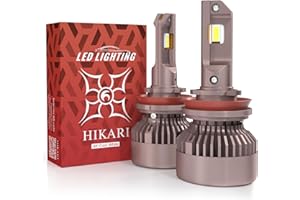 HIKARI WINGS H11 Fog Light, 80000LM Pure White 6000K LED Bulbs, Plug & Play IP68 Waterproof Pack of 2