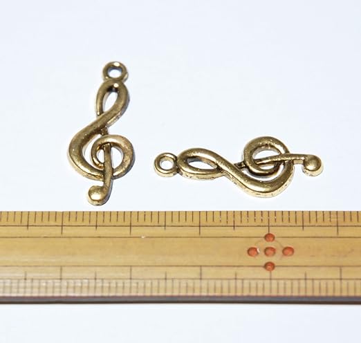 Amazon 手芸 クラフト アクセサリパーツ 金具 いろいろ使えるかわいいチャーム 音符 ト音記号 ゴールド １０個 チャーム アクセサリートップ 通販