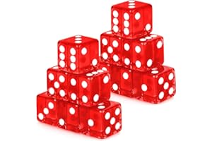 Adecortalk 12 Pcs 19 mm Casino Dice Acrylic Red Translucent D6 Dice 6 Sided with Square w/Rounded Edge for Casino Craps Table
