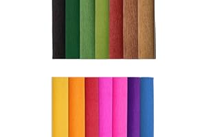 MIUEZUTH Crepe Paper Flower DIY 14 Colors, 9.8 x 98 Inch Wide Paper for Gift Wrapping, Crafts, Flower Birthday Parties Weddings Festival Decoration (Multiple Colors 1)