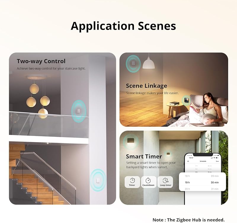 ZBMINIL2 ZigBee Interrupteur Intelligent (Aucun Fil Neutre Requis), 6A/1440W, 2 Way Smart Switch, Compatible avec Alexa, Google Home, Home Assistant, SONOFF ZigBee Hub Requis (4 Pack)