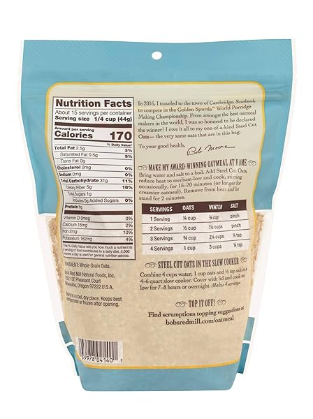 BOB’S RED MILL STEEL CUT OATS, 24OZ (PACK OF 1) – NON GMO, WHOLE GRAIN, VEGAN, KOSHER