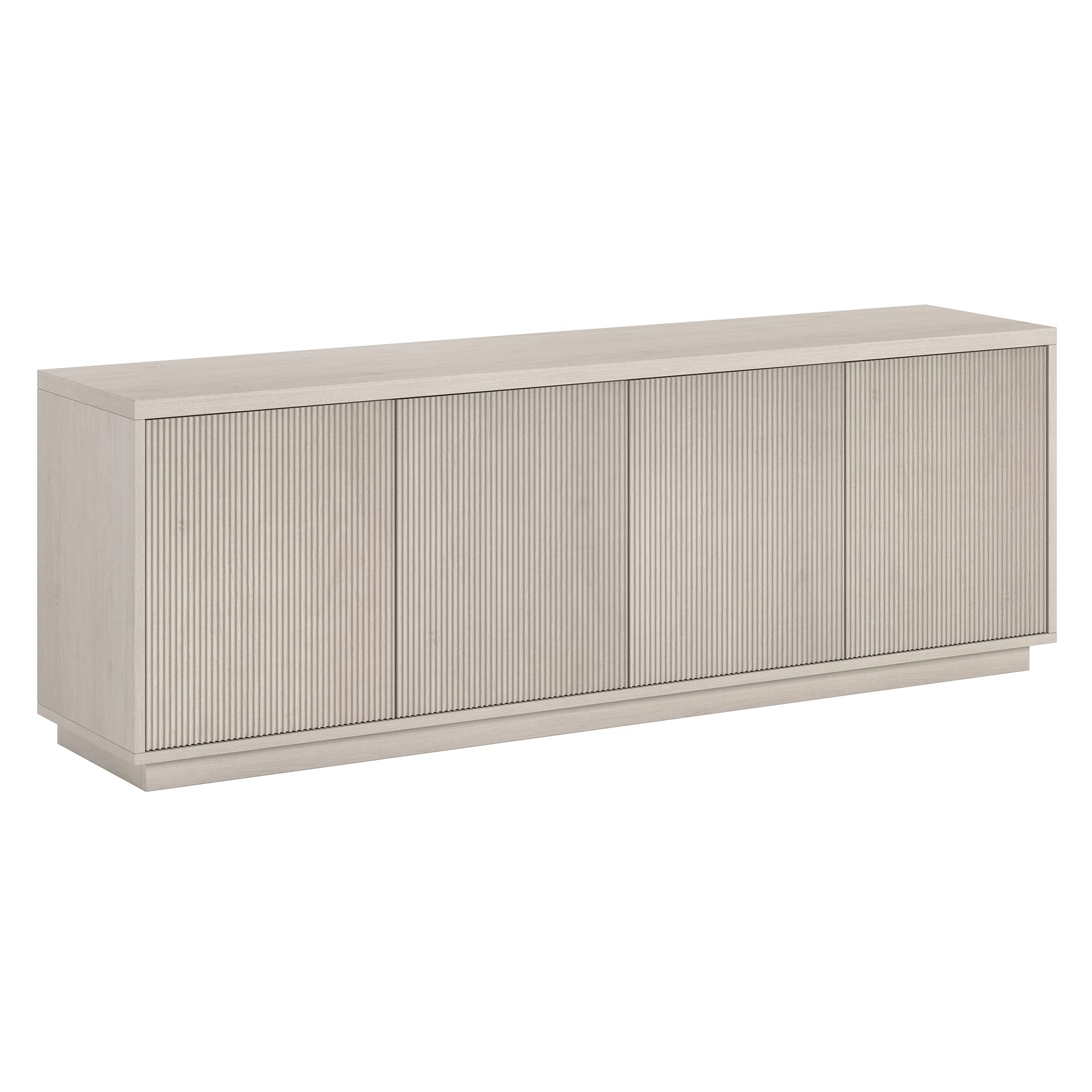 Photo 1 of *** USED/UNKNOWN MISSING HARDWARE/PIECES***Henn&Hart Fluted TV Stand for TVs up to 75" with 2 Concealed Ribbed Storage Cabinets and Adjustable Shelves for Living Room, Family Room, or Office, Beech White