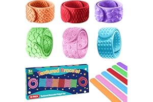 DREPHERE Sensory Fidget Toys Slap Bracelets: 12PC Textured Silicone Sensory Toys for Autism, Fidgets for Kids, Teens & Adults, Anxiety & Stress Relief - Ideal for Classroom Rewards, Party & Special Needs Gifts