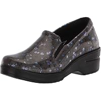 Easy Street Women's Laurie Clog - Slip-Resistant, Comfort Footbed - Black Streak Patent