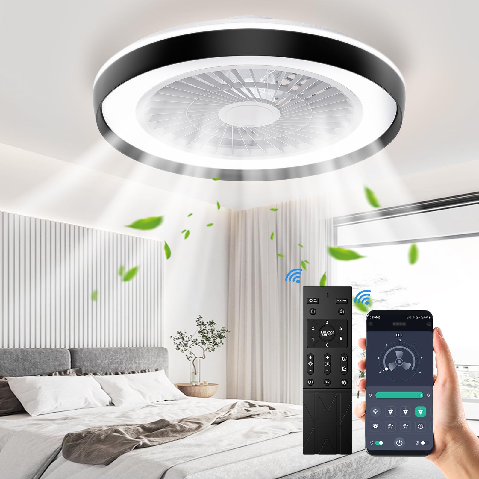 Modern Ceiling Fans with Lights - 19 inch Low