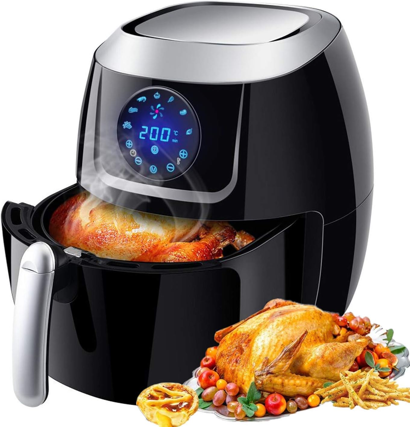 Heißluftfritteuse 5,5L XXL, Ohne ÖL Heissluftfritteuse Airfryer, 1800W Fritteuse Heissluft Fritteusen mit digitalen LED-Display, 7 Programmen, Timer und voll einstellbarem Temperaturregler