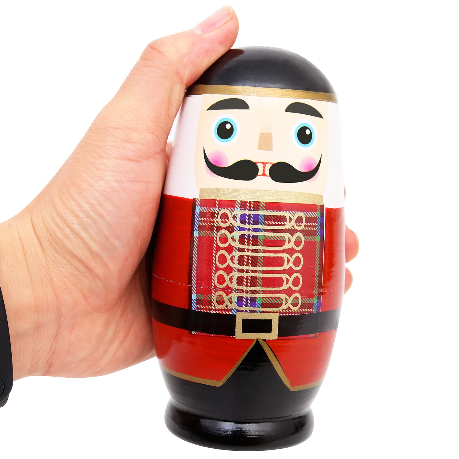 Moonmo 5pcs Beautiful Nutcracker Handmade Wooden Nesting Dolls Nesting Wishing Dolls Nutcracker Matryoshka Traditional