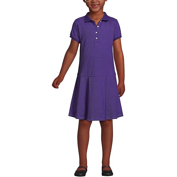 Amazon.com: Lands' End Uniform Long Sleeve Pleated Mesh Polo