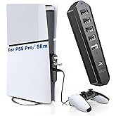 6 Ports USB Hub Only for PS5 Pro/Slim Console Disc ＆ Digital, High-Speed Extra USB Port Extender for PS5 Slim Pro Accessories, Charging Adapter with 1 Type C 3.0 + 4 USB-A 2.0 + 1 Port