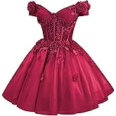 Zhangyo Sparkly Tulle Homecoming Dresses for Teens Off Shoulder DAMA Dresses for Quinceanera 3D Butterfly Short Ball Gown