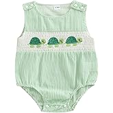 Licupiee Newborn Boy Turtle Romper Sleeveless Seersucker Stripe Overalls Gingham Plaid Octopus Bodysuit Baby Summer Clothes
