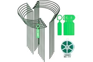 GICARE 12 Pack Plant Support Stakes, Metal Peonies Cages and Supports, Peony Cage, Plant Support Ring, Garden Plant Support for Ourdoor Plants, Rose, Peony,Tomato, Hydrangea Vine Plant 10" W x 16" H