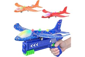 SYHLN - 3 Pack Airplane Launcher Toys for Kids Ages 4-8: Airplane Shooter with 3 LED Foam Airplanes for Kids, Outdoor Flying 