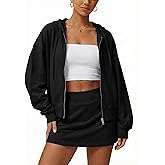 Halfword 2 Piece Skirt Sets for Women Long Sleeve Zip Up Hoodie and Skirt Lounge Matching Sets Casual Sweatsuits Gym Clothes