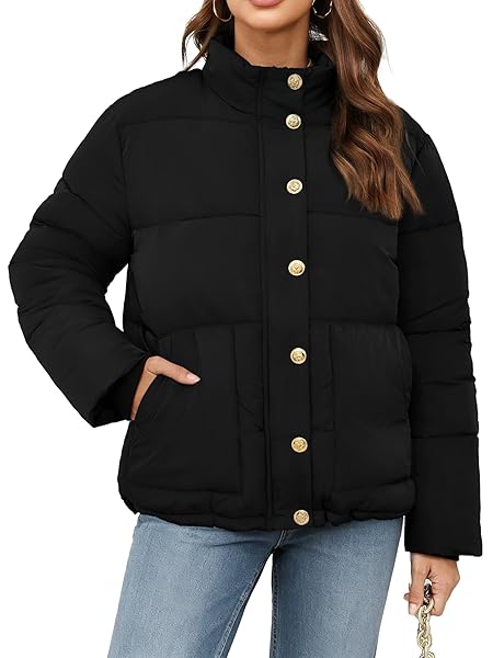 FUNLINGO WOMENS WINTER PUFFER JACKET CASUAL STAND COLLAR...