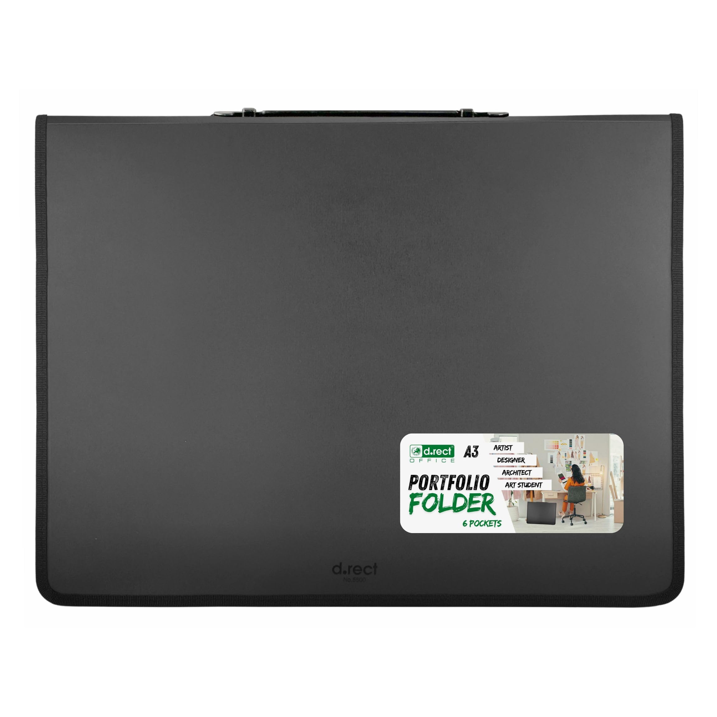 D.RECT Display Book PP A3, 6 Pockets, Display Folder, Solid, Presentation Folder, Offer Folders, Spiral Display Book, Black