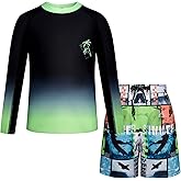 GRACE KARIN Boys Rash Guard Swim Set Two Piece Long Sleeve Bathing Suit Boy Swimsuit 6-13Y
