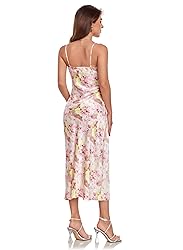 Women's Spaghetti Strap Midi Satin Silk Dresses