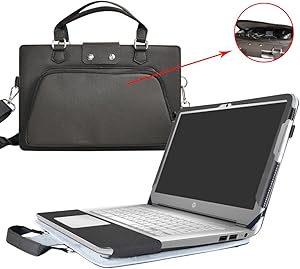 HP Chromebook 14 Case,2 in 1 Accurately Designed Protective PU Leather Cover + Portable Carrying Bag for 14" HP Chromebook 14 14-ak000 14-x000 Series/Chromebook 14 G4 Laptop,Black