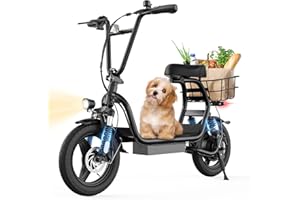 Electric Scooter for Adults with Seat- Peak 750W Motor,Foldable E-Scooter with Back Basket,14" Tire E Scooter with 48V 7.8AH 