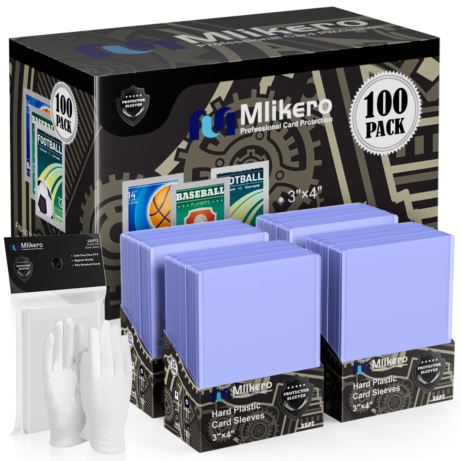 Photo 1 of 200 Card Sleeves Top Loaders for Cards, 3"X4" Toploaders for Cards, Premium Baseball Card Protectors Hard Plastic for Sports and Game Cards (100 Top Loaders + 100 Clear Sleeves)