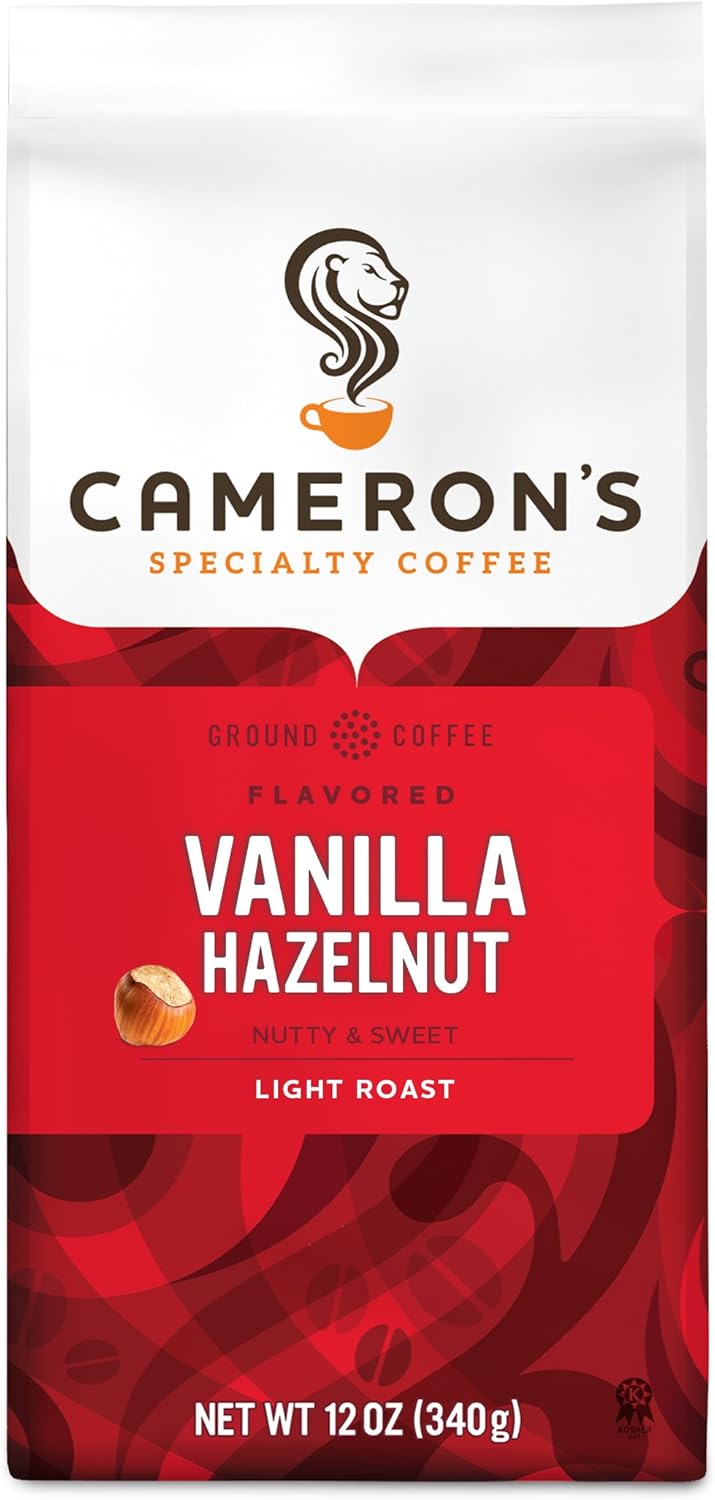 Camerons Specialty Coffee Vanilla Hazelnut Flavoured Light Roast Ground Coffee 340g Amazon.co