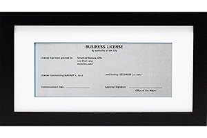 SMASHED BANANA 5x10 Black Gallery Business License Frame with 3.5x8 Mat - Wide Molding - Includes Attached Hanging Hardware and Desktop Easel - Display Panoramic Picture Certificate or Retail Licenses