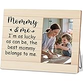 Hkclccf New Mom and First Time Mom Gifts,Mommy and Me Rustic Keepsake Picture Frame 4x6