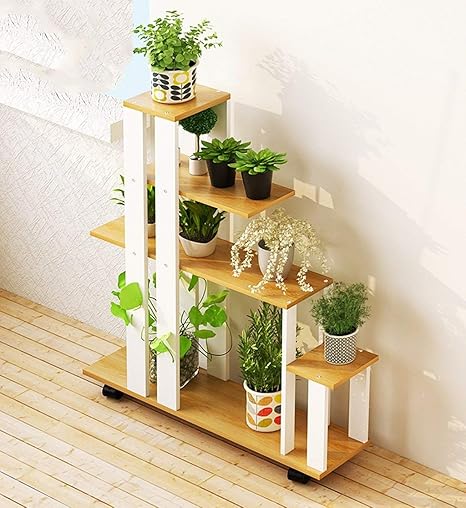 Amazon Co Jp バルコニーを花台します マルチ 層 屋内 リビング ルーム 無垢材フロアスタンディングフラワースタンド 多肉質の花ポット ラック 多機能収納ラック A 97 22 105cm ホーム キッチン