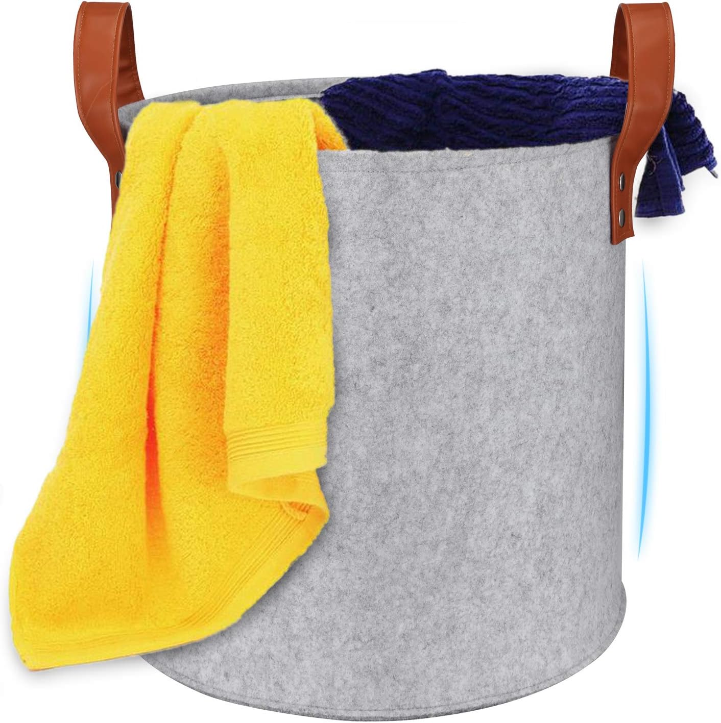 ORSJA Felt Laundry Basket, Foldable Grey Laundry Hamper with Handle