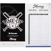 Murray Sporting Goods Baseball/Softball Lineup Cards - 30 Games with 16 Player Roster Lineup Sheet (4-Part Carbon Copies)