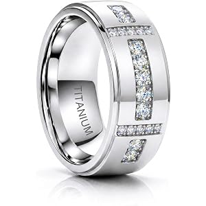 Lightweight ASTM F136 Titanium Mens Wedding Band, Moissanite Ring, VVS1.D | 0.4CTW Mens Engagement Ring, Comfort Fit 14K Gold